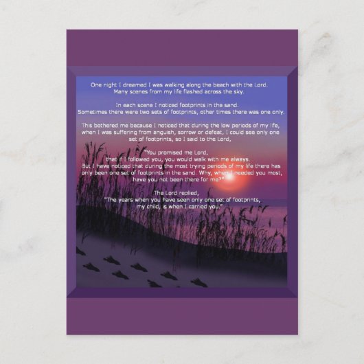 Voetafdrukken in de zand briefkaart (Voorkant)