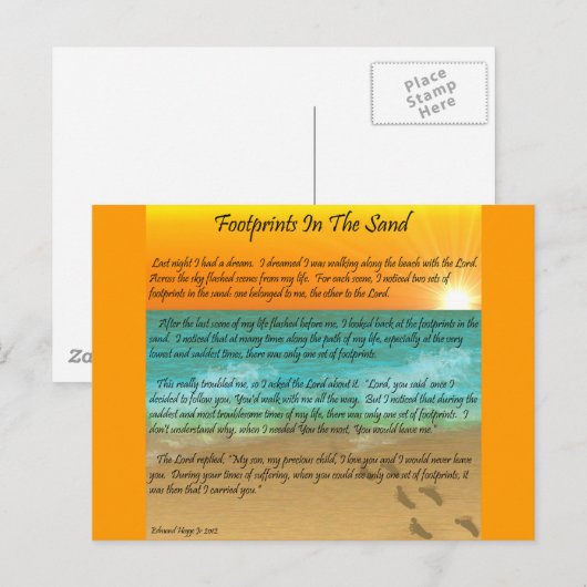 Voetafdrukken in de zand briefkaart (Voorkant / Achterkant)