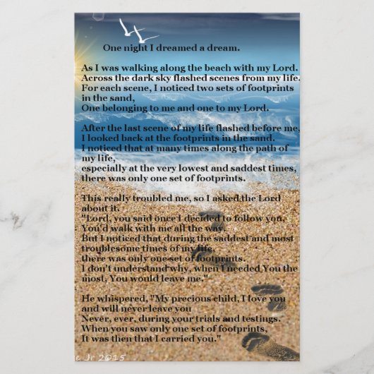 Voetafdrukken in de zand briefpapier (Voorkant)