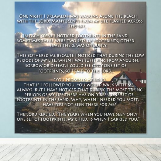 Voetafdrukken in de zand canvas afdruk (Insitu (Houten vloer))