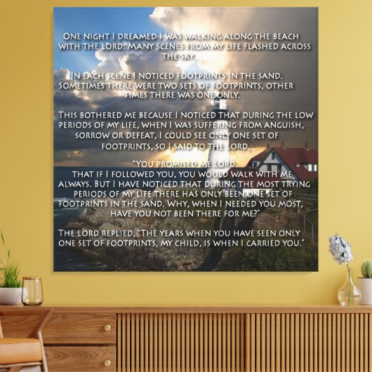 Voetafdrukken in de zand canvas afdruk (Insitu (Woonkamer))