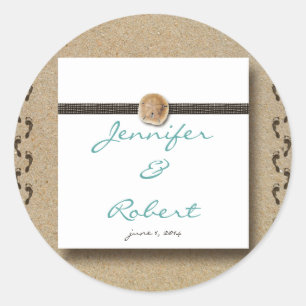 Voetafdrukken in de Zand Envelope Seal Ronde Sticker