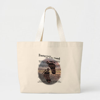 Voetafdrukken in de zand grote tote bag