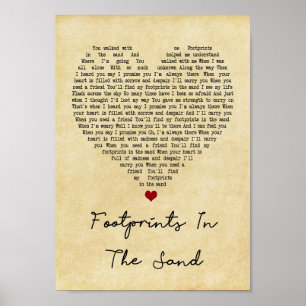 voetafdrukken in de zand  hartzong lyric poster