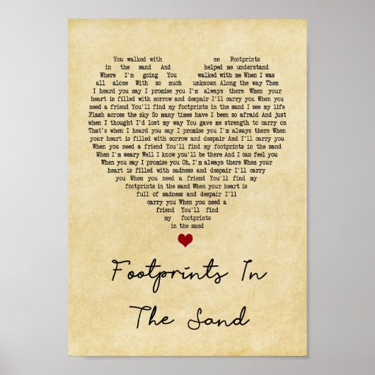 voetafdrukken in de zand  hartzong lyric poster (Voorkant)