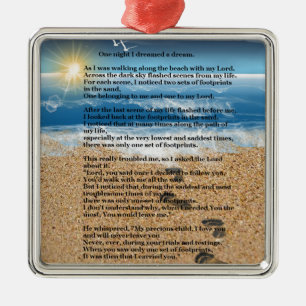 Voetafdrukken in de zand metalen ornament