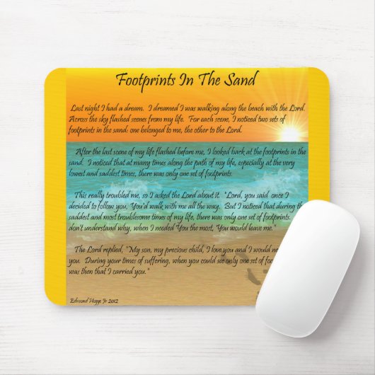 Voetafdrukken in de zand muismat (Met muis)