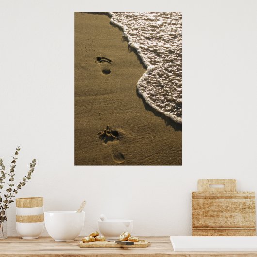 Voetafdrukken in de zand poster (Keuken)