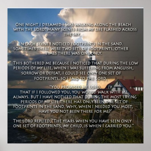 Voetafdrukken in de zand poster (Voorkant)