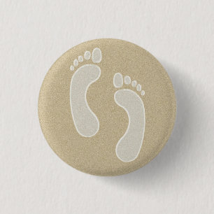 Voetafdrukken in de zand ronde button 3,2 cm