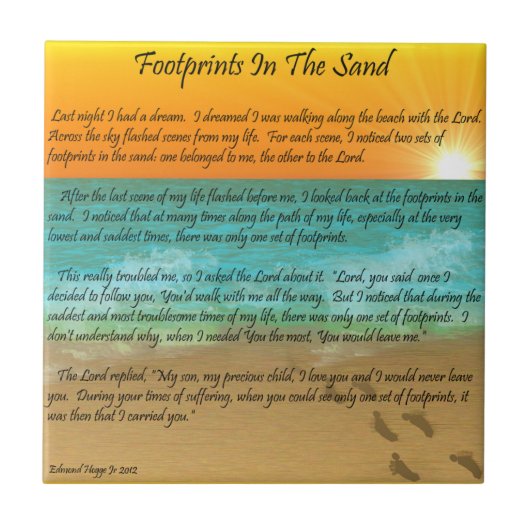 Voetafdrukken in de zand tegeltje (Voorkant)