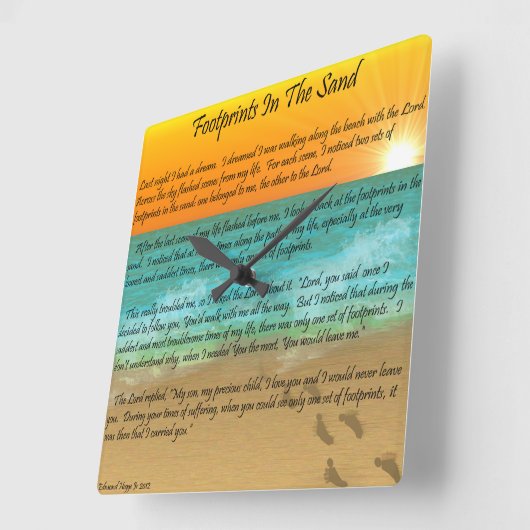 Voetafdrukken in de zand vierkante klok (Hoek)