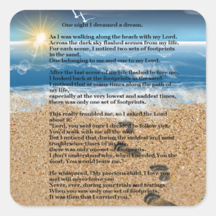 Voetafdrukken in de zand vierkante sticker