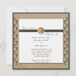 Voetafdrukken in de Zandbruiloft Uitnodiging