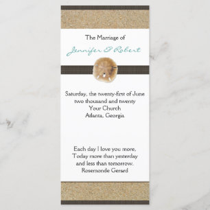 Voetafdrukken in het Sand Wedding Program Programmakaart