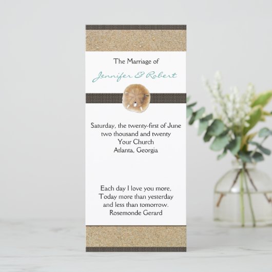 Voetafdrukken in het Sand Wedding Program Programmakaart (Staand voorkant)