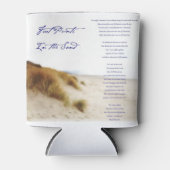 voetafdrukken in het zand blikjeskoeler (Voorkant)