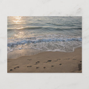 Voetafdrukken in het zand briefkaart