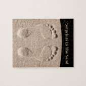 voetafdrukken in het zand Christelijk Legpuzzel (Horizontaal)