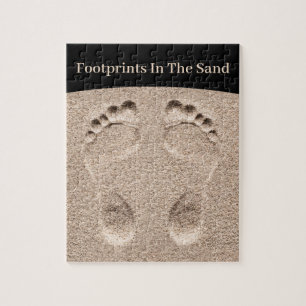 voetafdrukken in het zand Christelijk Legpuzzel