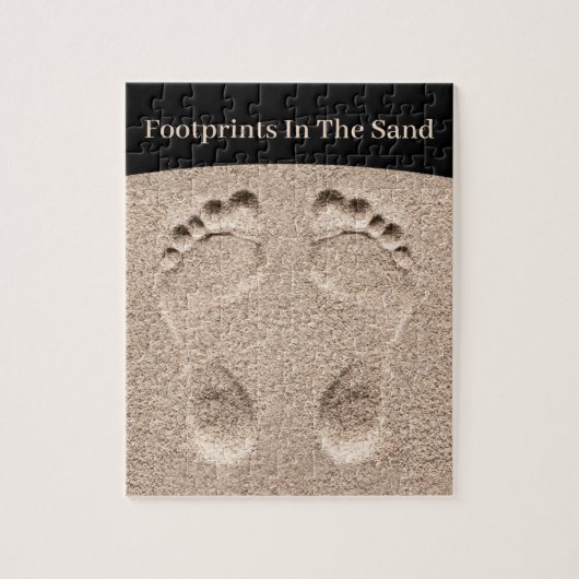 voetafdrukken in het zand Christelijk Legpuzzel (Verticaal)