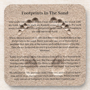 voetafdrukken in het zand Christelijke gebed Bier Onderzetter