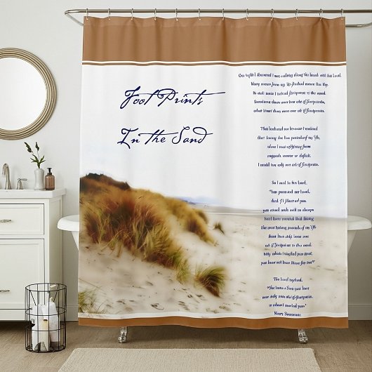 voetafdrukken in het zand douchegordijn