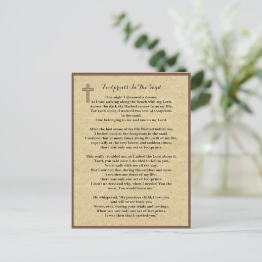 Voetafdrukken in het Zand Gebedskaarten Briefkaart (Staand voorkant)