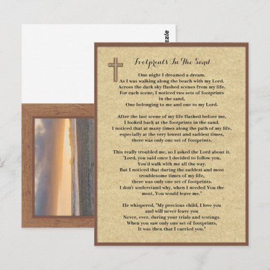 Voetafdrukken in het Zand Gebedskaarten Briefkaart (Voorkant / Achterkant)