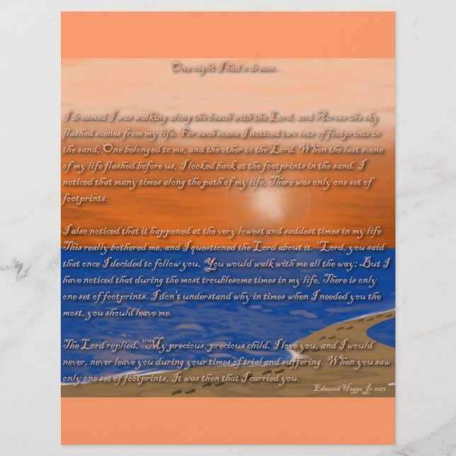 Voetafdrukken in het zand gedicht (Voorkant)