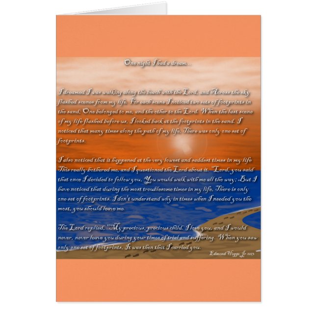 Voetafdrukken in het zand gedicht (Voorkant)