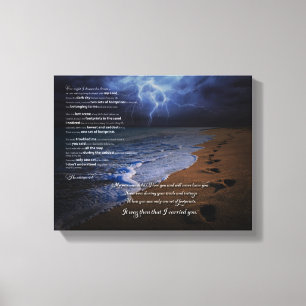 Voetafdrukken in het zand gedicht 10x8 (stormachti canvas afdruk