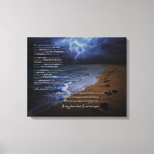 Voetafdrukken in het zand gedicht 20x16 (stormacht canvas afdruk