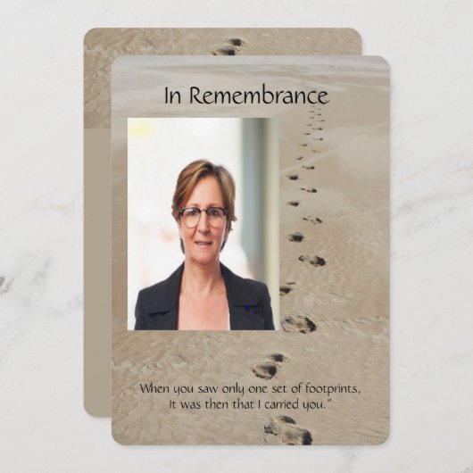 Voetafdrukken in het zand-gedicht aangepaste geden kaart (Voorkant / Achterkant)