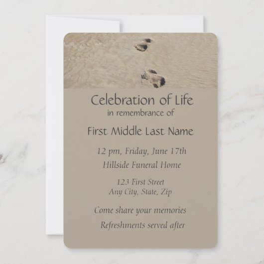 Voetafdrukken in het zand-gedicht aangepaste geden kaart (Achterkant)