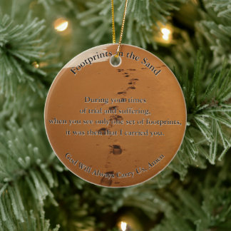 Voetafdrukken in het Zand Gedicht Cadeau Keramisch Ornament