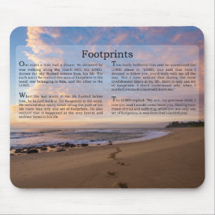 Voetafdrukken in het zand gedicht muismat