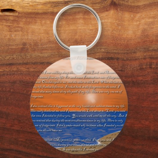 Voetafdrukken in het zand gedicht sleutelhanger (Voorkant)