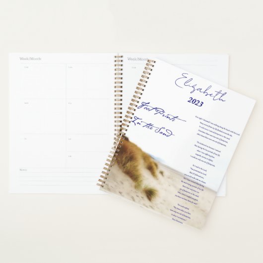 voetafdrukken in het zand gepersonaliseerd, aangep planner (Display)