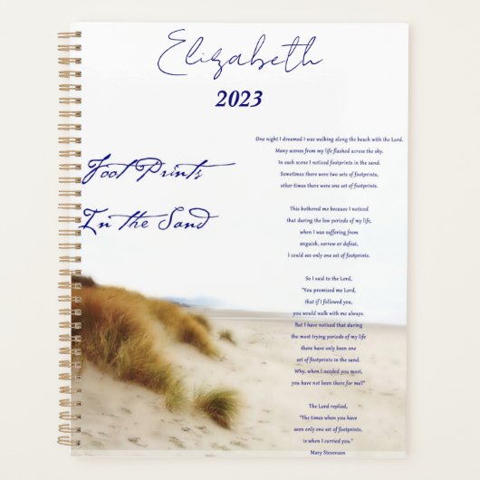 Voetafdrukken in het zand gepersonaliseerd, jaar o planner (Voorkant)