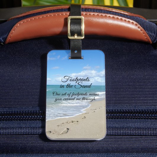 Voetafdrukken in het zand-Inspirerend Christelijk Bagagelabel (Voorkant Insitu 2)