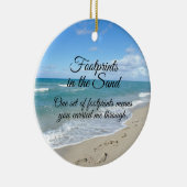 Voetafdrukken in het zand-Inspirerend Christelijk Keramisch Ornament (Rechts)