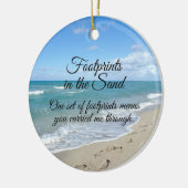 Voetafdrukken in het zand-Inspirerend Christelijk Keramisch Ornament (Links)