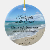 Voetafdrukken in het zand-Inspirerend Christelijk Keramisch Ornament (Achterkant)