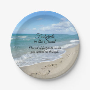 Voetafdrukken in het zand-Inspirerend Christelijk Papieren Bordje