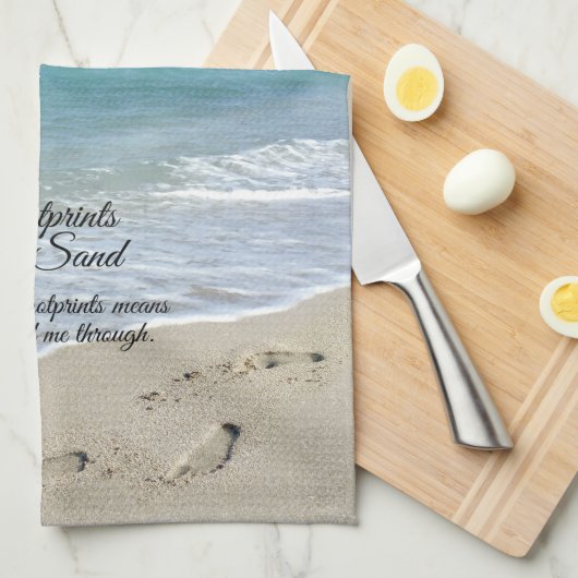 Voetafdrukken in het zand-Inspirerend Christelijk Theedoek (Quarter Fold)
