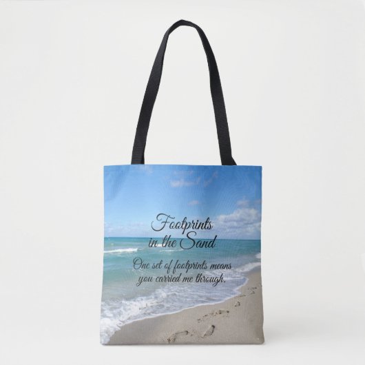 Voetafdrukken in het zand-Inspirerend Christelijk Tote Bag (Voorkant)