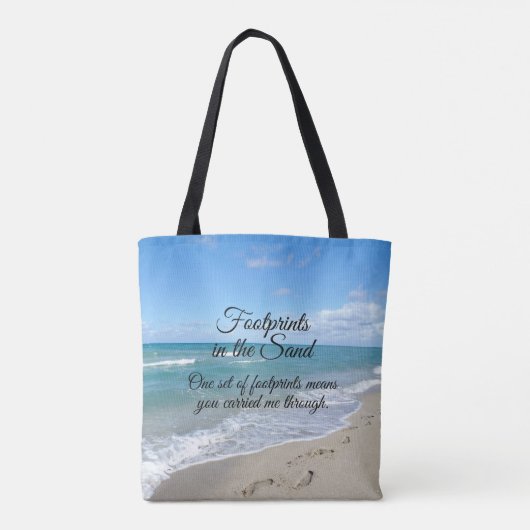 Voetafdrukken in het zand-Inspirerend Christelijk Tote Bag (Achterkant)