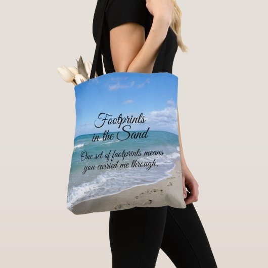 Voetafdrukken in het zand-Inspirerend Christelijk Tote Bag (Dichtbij)