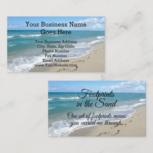Voetafdrukken in het zand-Inspirerend Christelijk Visitekaartje (Voorkant / Achterkant)